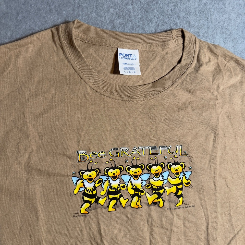 Bee Grateful Dancing Bears T Shirt Tan Mens Large 2022 Tina Carpenter Retro